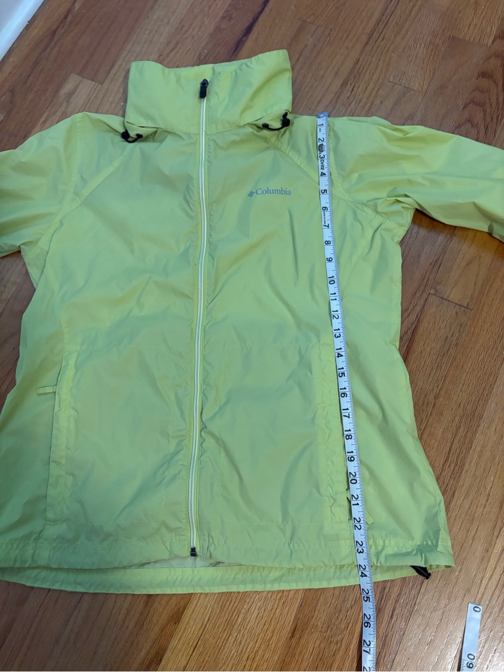Columbia Women’s Lime Yellow Hooded Raincoat/Size L - Picture 6 of 8